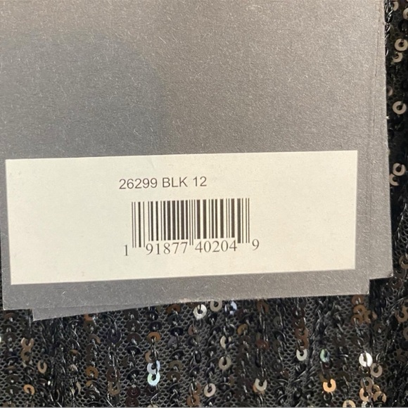 Mac Duggal Black Sequin Tiered Long Sleeve Midi Dress NWT Size 12 - Picture 7 of 10